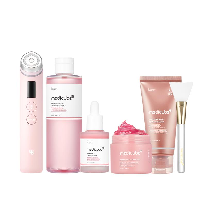 [Medicube] Pink Glass Glow Routine SetㅣK-Beauty Viral Glass Glow Device, PDRN Pink Peptide Toner, PDRN Pink Peptide Serum, Collagen Repair
