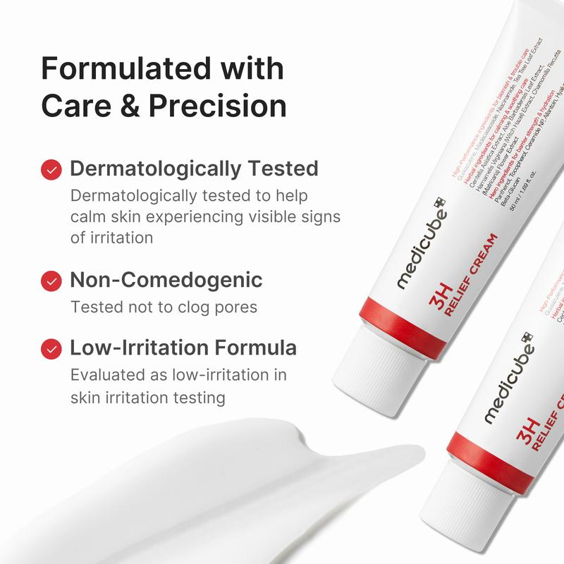 [NEW] [Medicube] 3H Relief Cream | Daily Soothing Moisturizer for Troubled & Delicate Skin, Hydrating, Cooling, Barrier Support Care | Centella Asiatica, Tea Tree Extract, Aloe, Hyaluronic Acid | Korean Skincare, K-Beauty