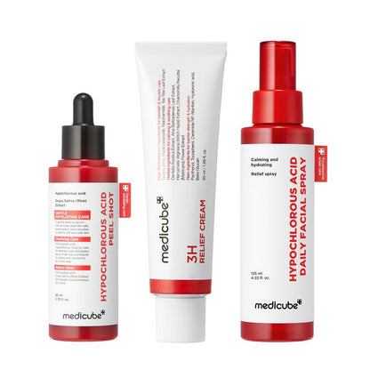 [NEW] [Medicube] All Day Relief Set | Hypochlorous Acid Rice Peel Shot for Face & Body, 3H Relief Cream | Gentle Exfoliating Serum, Daily Soothing Moisturizer for Stressed Skin | Korean Skincare, K-Beauty