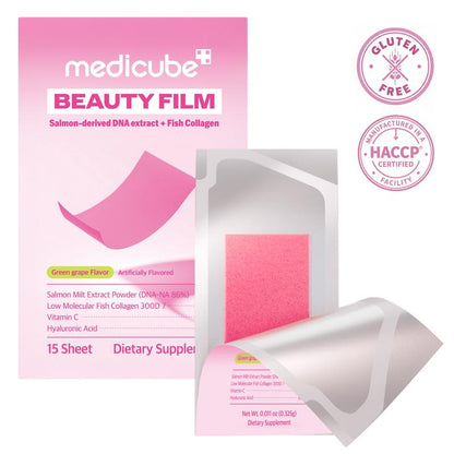 [Medicube] PDRN Collagen Dissolving Strips | Salmon DNA, Ultra-Low Molecular Collagen, Hyaluronic Acid for Healthy Skin Rejuvenation, Grape Flavored | 15 Servings, Pack of 1