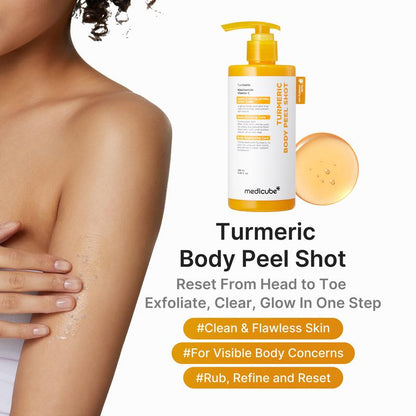 [Medicube] Kojic Acid Turmeric Peel Shot Duo for Face & Body | Brightening Reset Gentle Exfoliating Serum with BHA, LHA & PHA for Dead Skin Cells, Blackheads & Excess Sebum | for Dull, Rough & Troubled Skin