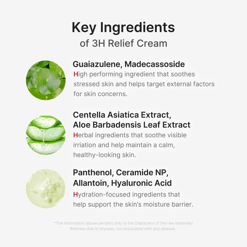 [NEW] [Medicube] 3H Relief Cream | Daily Soothing Moisturizer for Troubled & Delicate Skin, Hydrating, Cooling, Barrier Support Care | Centella Asiatica, Tea Tree Extract, Aloe, Hyaluronic Acid | Korean Skincare, K-Beauty