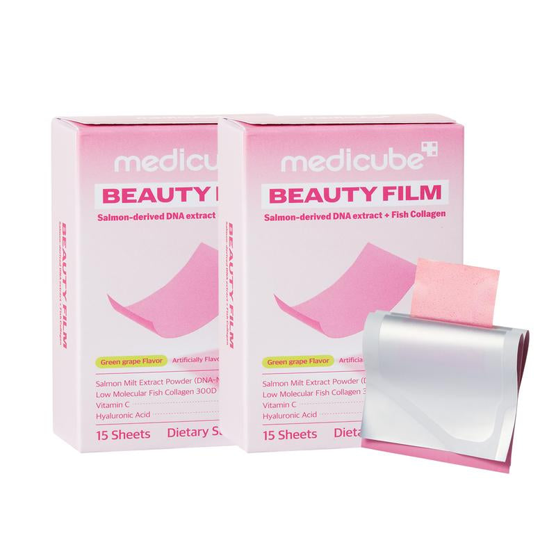 [Medicube] PDRN Collagen Dissolving Strips | Salmon DNA, Ultra-Low Molecular Collagen, Hyaluronic Acid for Healthy Skin Rejuvenation, Grape Flavored | 15 Servings, Pack of 1