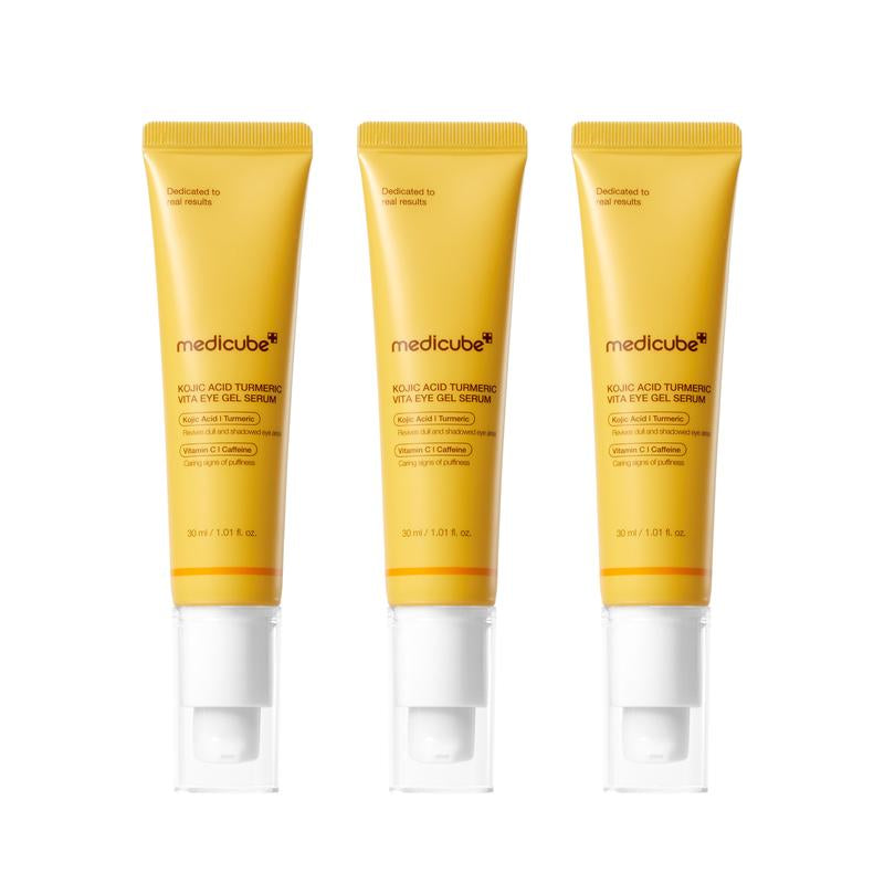 [NEW] [Medicube] Kojic Acid Turmeric Vita Brightening Eye Gel Serum | All-Day Eye Care for the Look of Puffiness, Dark, Tired under Eyes, Dark Circle, and Eye Bags | Brightening, Firming Support, Cooling | Kojic Acid, Turmeric, Caffeine, Retinol