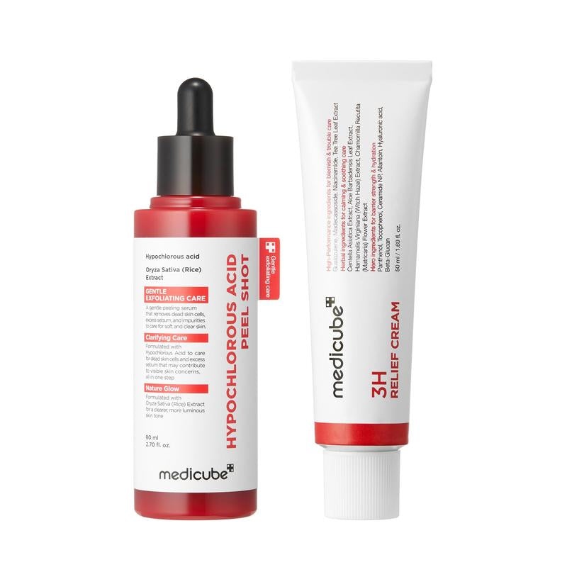 [NEW] [Medicube] All Day Relief Set | Hypochlorous Acid Rice Peel Shot for Face & Body, 3H Relief Cream | Gentle Exfoliating Serum, Daily Soothing Moisturizer for Stressed Skin | Korean Skincare, K-Beauty