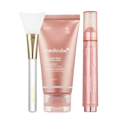 [Official Shop] Glazed Milk Duo : Milky Hydration and Glazed Radiance L Collagen Night Wrapping Mask + Collagen Glow Booster Milk Serum + FREE Jelly Brush