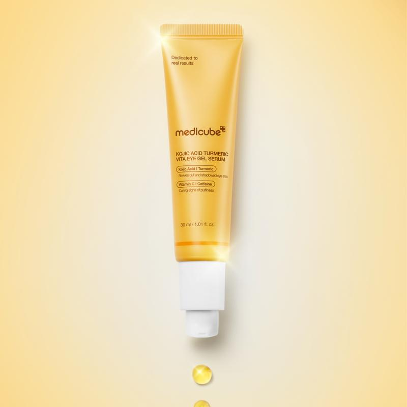 [NEW] [Medicube] Kojic Acid Turmeric Vita Brightening Eye Gel Serum | All-Day Eye Care for the Look of Puffiness, Dark, Tired under Eyes, Dark Circle, and Eye Bags | Brightening, Firming Support, Cooling | Kojic Acid, Turmeric, Caffeine, Retinol