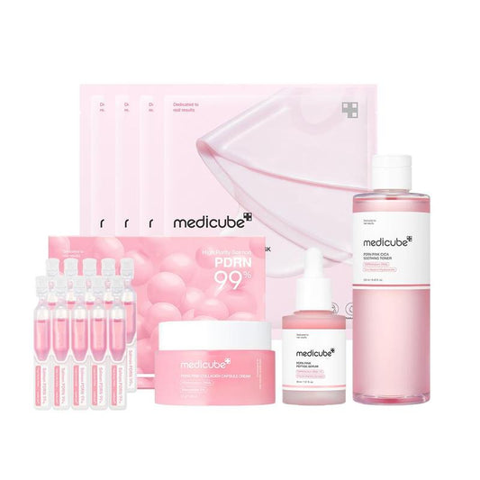 [Medicube] PINK Salmon DNA SET | PDRN Pink Toner + PDRN Pink Peptide Serum + PDRN Pink One Day Seum + PDRN Pink Collagen Capsule Cream + PDRN Pink Collagen Gel Mask