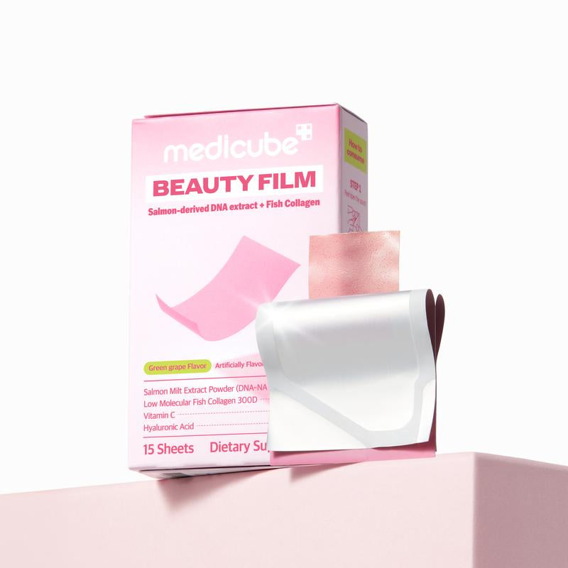 [Medicube] PDRN Collagen Dissolving Strips | Salmon DNA, Ultra-Low Molecular Collagen, Hyaluronic Acid for Healthy Skin Rejuvenation, Grape Flavored | 15 Servings, Pack of 1