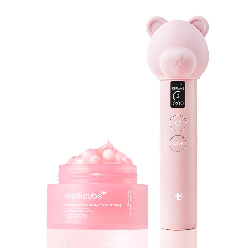 [LIVE Exclusive] [Medicube] Booster Pro Pink Bear Edition Skincare SetㅣPair Kbeauty Viral Glass Glow Device with Skincare