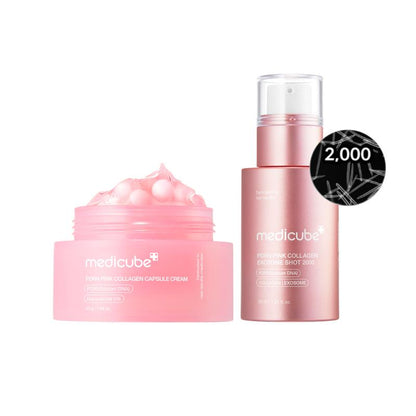 [Medicube] Salmon DNA Home Aesthetic Duo ㅣ Glass Glow Salmon DNA Facial Skincare Set with PDRN Exosome Shot + PDRN Pink Collagen Capsule Cream