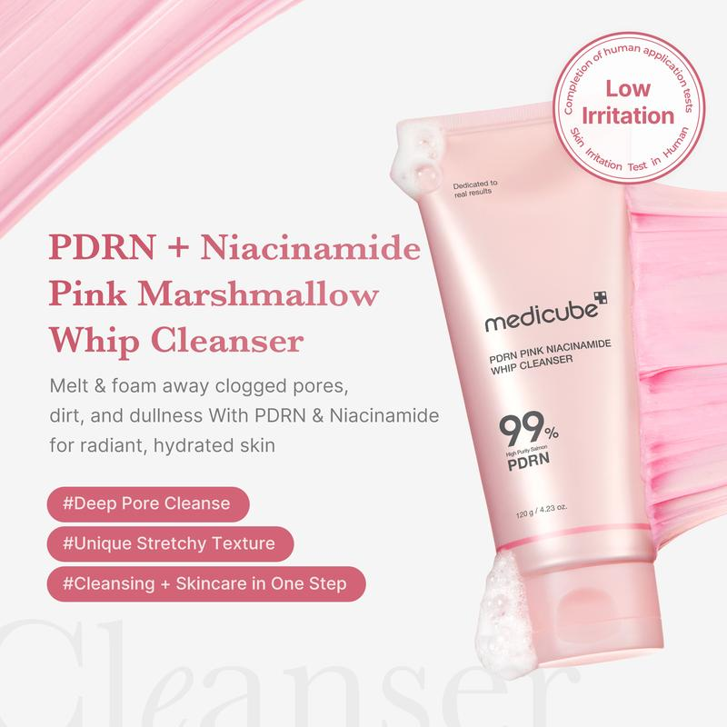 [Medicube Official] PDRN Marshmallow Whip Cleanser | Face Wash, Cleansing Foam for Pore Care & Uneven Skin Tone | Gentle Daily Deep Cleansing | Hydrating and Nourishing Facial Cleanser | Korean Skincare | 4.2 Oz