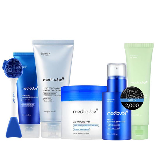 [Medicube] Ultimate Oily Skin Saviour RoutineㅣZero Pore Blackhead Mud Mask, Zero Capsule Foam Cleanser, Zero Pore Pads, Zero Exosome Shot 2000, Exosome Cica Cream