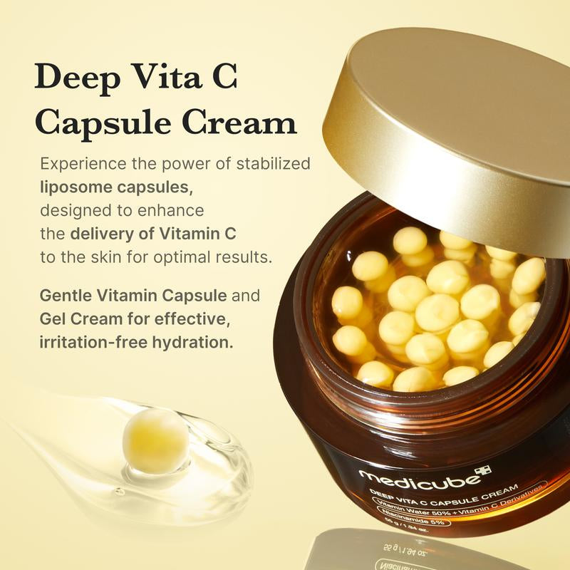 [Medicube] Deep Vita C Capsule Cream | Golden Boba Cream | Vitamin Capsule | Uneven Skin Tone | Glowy Skin | Customizable Skincare