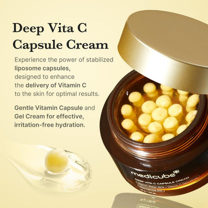 [Medicube] Deep Vita C Capsule Cream | Golden Boba Cream | Vitamin Capsule | Uneven Skin Tone | Glowy Skin | Customizable Skincare