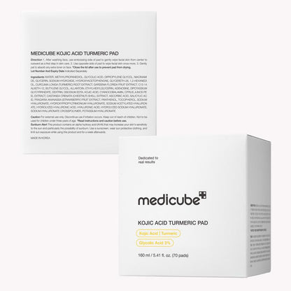 [Medicube] Kojic Acid Turmeric Clarifying Toner Pad for Troubled Skin & Use after Spot Care | Soothing & Calming with Turmeric, Niacinamide, Glycolic Acid | Korean Skin Care, 70 Pads