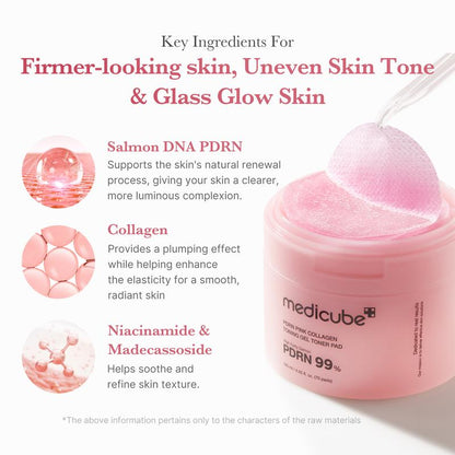 [Medicube] PDRN Pink Collagen Gel Toner Pad | PDRN Jelly Toner Pad | 99% Salmon DNA, PDRN, Uneven Skintone, Korean Skincare