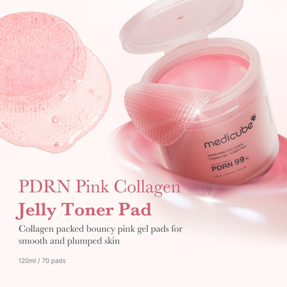 [Medicube] PDRN Pink Collagen Gel Toner Pad | PDRN Jelly Toner Pad | 99% Salmon DNA, PDRN, Uneven Skintone, Korean Skincare