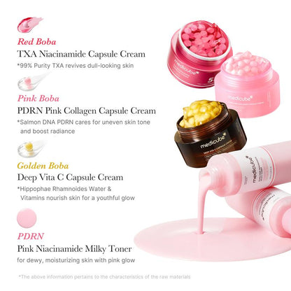 [Medicube] Milky Hyper Fade Duo | Salmon DNA PDRN Milky Toner & Capsule Cream Power Combo for Glass Glow Effect, Korean Skincare, K-Beauty