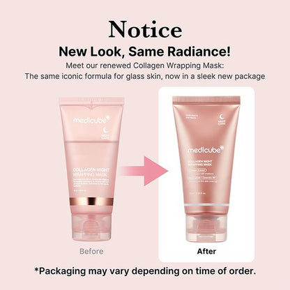 [Medicube] Wrapped in Glow Trio : Viral Morning Shed Wrapping Mask SET with Free Jelly Brush | PDRN Pink Caffeine Wrapping Mask, Kojic Acid Turmeric Night Wrapping Mask, Collagen Night Wrapping Mask