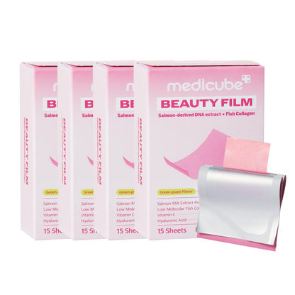 [Medicube] PDRN Collagen Dissolving Strips | Salmon DNA, Ultra-Low Molecular Collagen, Hyaluronic Acid for Healthy Skin Rejuvenation, Grape Flavored | 15 Servings, Pack of 1