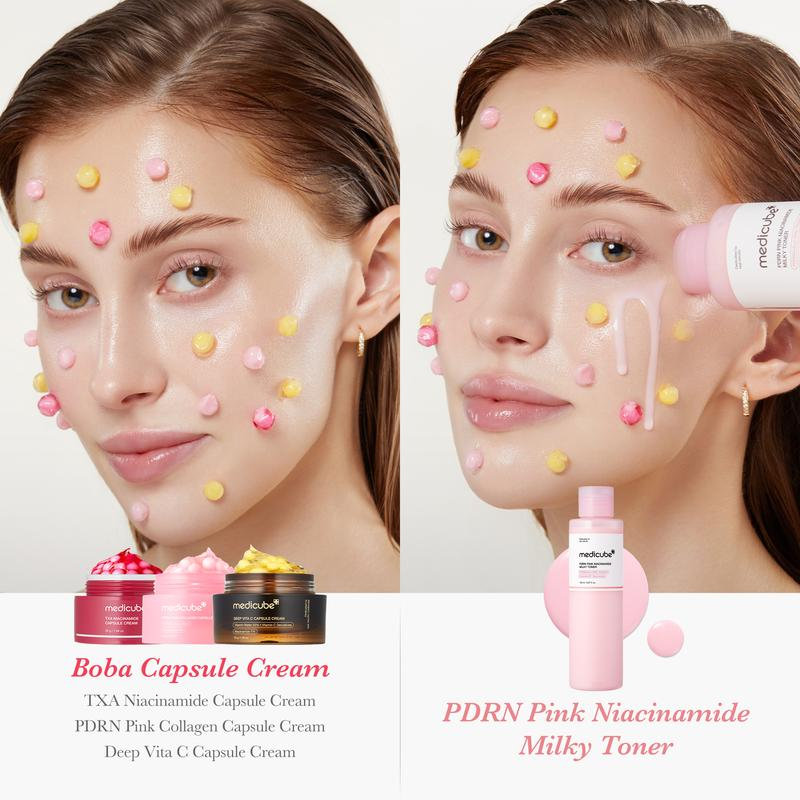 [Medicube] Milky Hyper Fade Duo | Salmon DNA PDRN Milky Toner & Capsule Cream Power Combo for Glass Glow Effect, Korean Skincare, K-Beauty