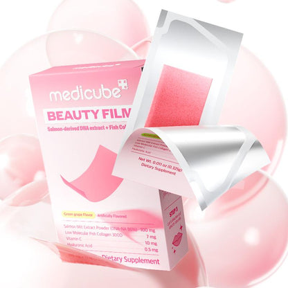 [Medicube] PDRN Collagen Dissolving Strips | Salmon DNA, Ultra-Low Molecular Collagen, Hyaluronic Acid for Healthy Skin Rejuvenation, Grape Flavored | 15 Servings, Pack of 1