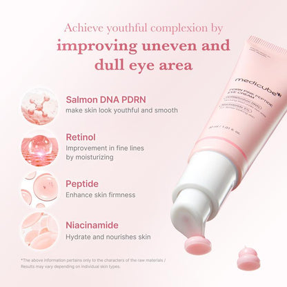 [Medicube] PDRN Pink Peptide Eye Serum | 99% Salmon DNA PDRN, 99% Pure Retinol, 5% Niacinamide | Dark Circles, Puffy Eyes, Korean Skincare