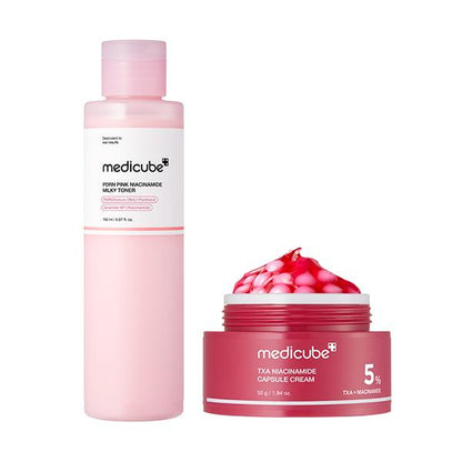 [Medicube] Milky Hyper Fade Duo | Salmon DNA PDRN Milky Toner & Capsule Cream Power Combo for Glass Glow Effect, Korean Skincare, K-Beauty