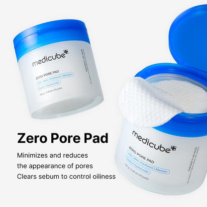 [Official Medicube Partner] Zero Pore Pad (70Ea), AHA Lactic Acid & 0.45% BHA Salicylic Acid, Improving Skin Texture, Mild Exfoliation, Easy to Use, Minimize Pores, Prevent Breakouts, Facial Peels, Korean Skincare