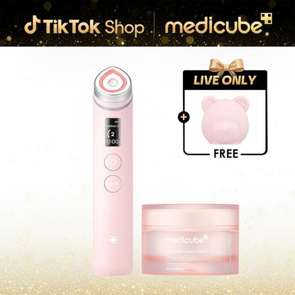 [LIVE Exclusive] [Medicube] Booster Pro Pink Bear Edition Skincare SetㅣPair Kbeauty Viral Glass Glow Device with Skincare