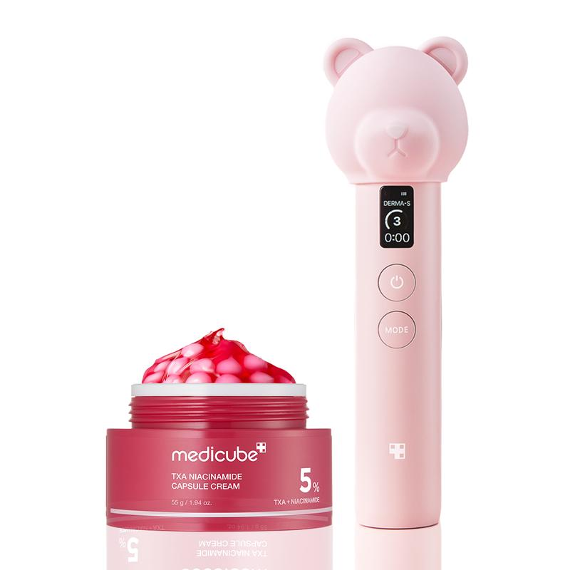 [LIVE Exclusive] [Medicube] Booster Pro Pink Bear Edition Skincare SetㅣPair Kbeauty Viral Glass Glow Device with Skincare