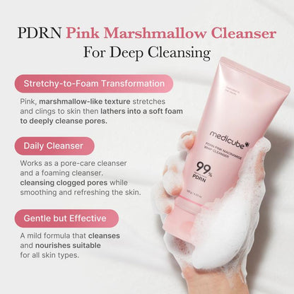 [Medicube Official] PDRN Marshmallow Whip Cleanser | Face Wash, Cleansing Foam for Pore Care & Uneven Skin Tone | Gentle Daily Deep Cleansing | Hydrating and Nourishing Facial Cleanser | Korean Skincare | 4.2 Oz