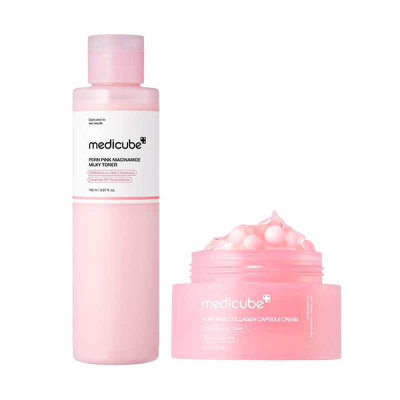 [Medicube] Milky Hyper Fade Duo | Salmon DNA PDRN Milky Toner & Capsule Cream Power Combo for Glass Glow Effect, Korean Skincare, K-Beauty