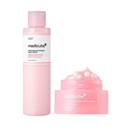[Medicube] Milky Hyper Fade Duo | Salmon DNA PDRN Milky Toner & Capsule Cream Power Combo for Glass Glow Effect, Korean Skincare, K-Beauty