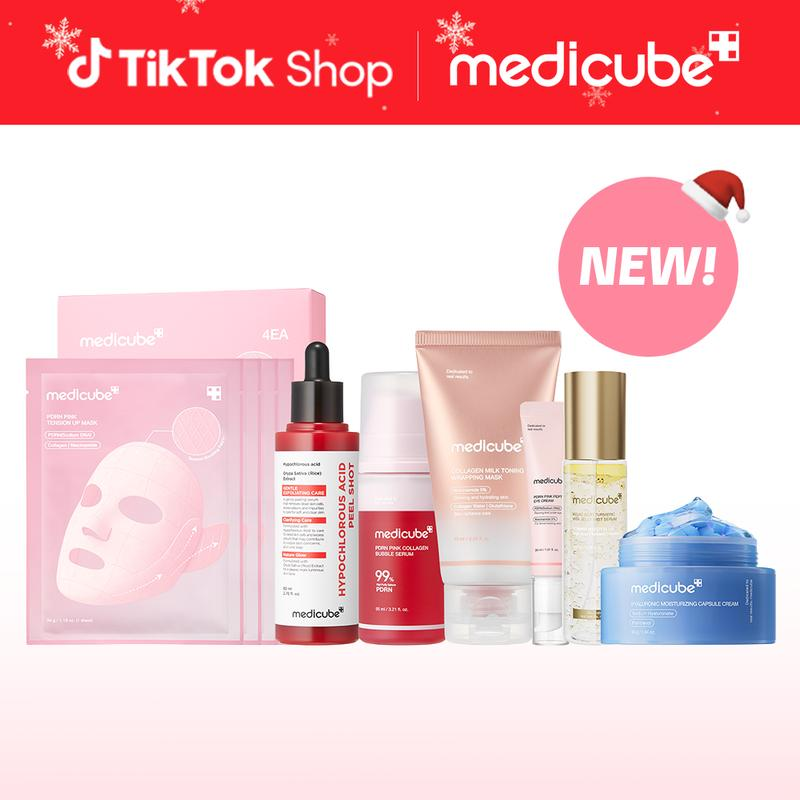 [Holiday Exclusive] Affordable K-Beauty No.1 Set | 7 Korean Skincare Best Sellers for Glass Skin | PDRN Firming Care Mask, Bubble Serum, Wrapping Mask, Hypochlorous Rice Peel Shot, Kojic Acid Jelly Mist